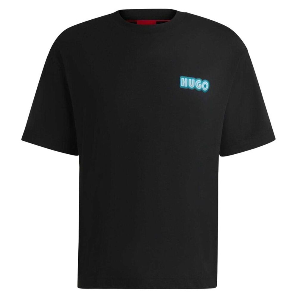 Hugo Mens Duwood Back Print Cotton Regular T-Shirt / Black